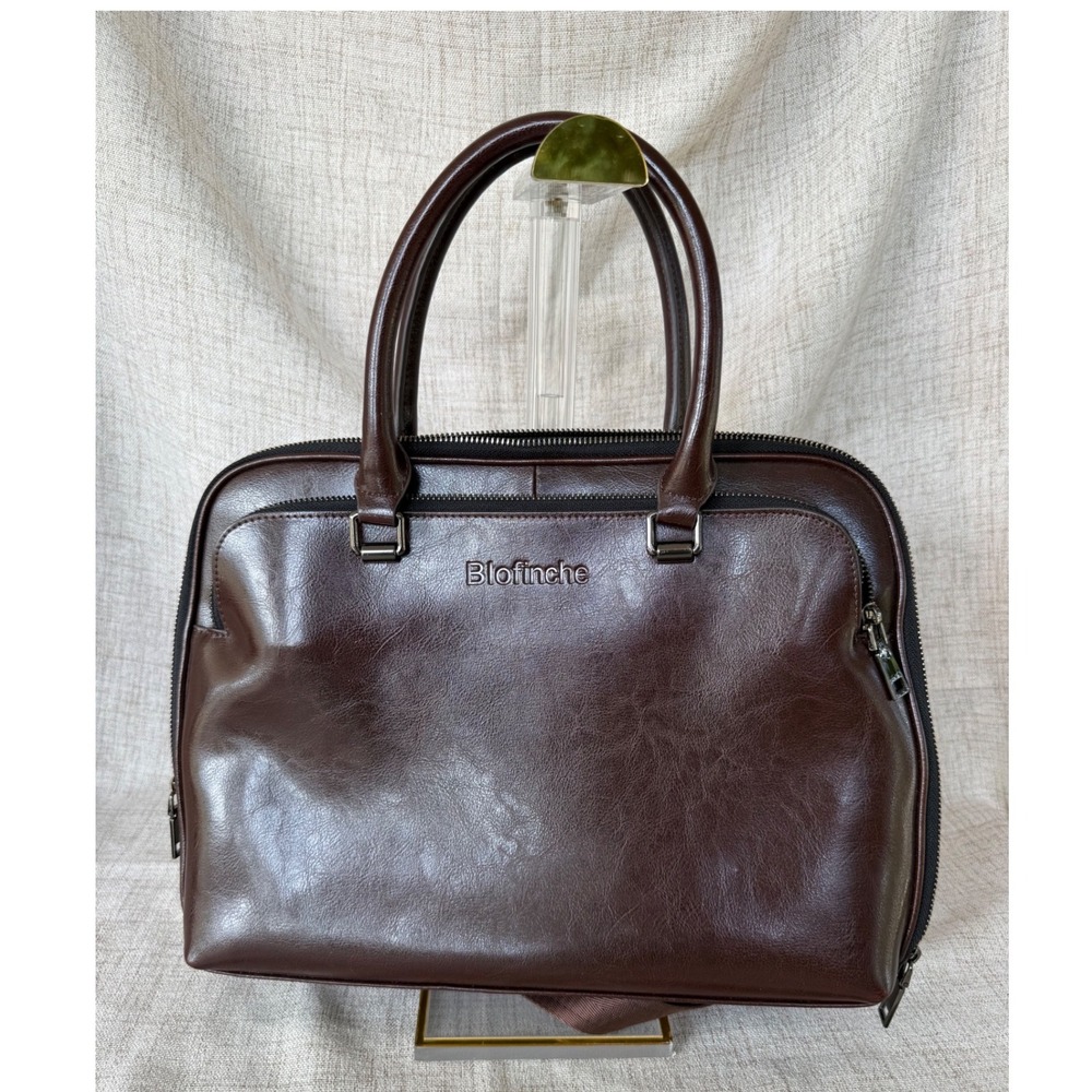 Blofinche Briefcase Laptop Bag Medium Brown Excellent Faux Leather Bag New